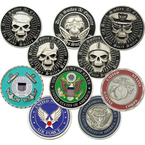 Ancient Silver Colored Skull Series US Marine Corps Commemorative Coin Air Force Commemorative Coin