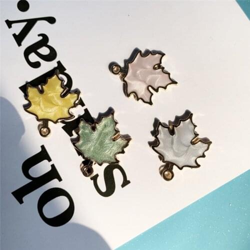 30 BULK Canadian Maple Leaf Charm Enamel Maple Leaf Pendants in Goldtone for Jewelry Keychain Making Fall Maple Leaf Charms TY39