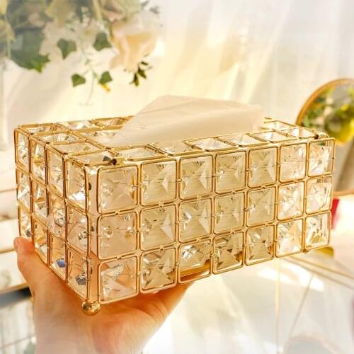 Crystal Napkin Box European Style Tissue Box Case Home Kitchen Paper Holder Case Storage Box Living Room Decoration