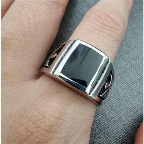 Drop Ship 7-13 Cool Eagle Ring 316L Stainless Steel Black Epoxy Mens Biker Feather Ring