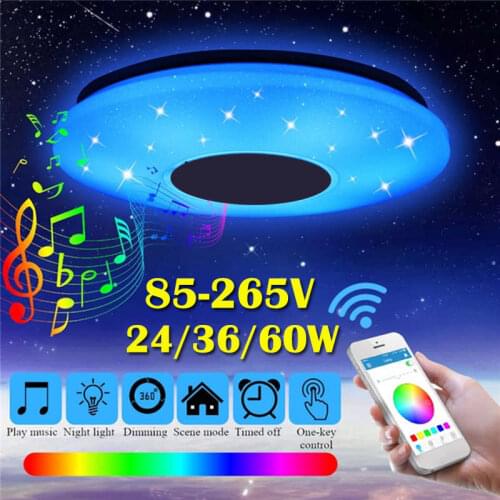 24/36/60W Smart Music Bluetooth Speaker Ceiling Light Bedroom Home Colorful Ceiling Lamp Indoor Lighting Fixture+Remote Control
