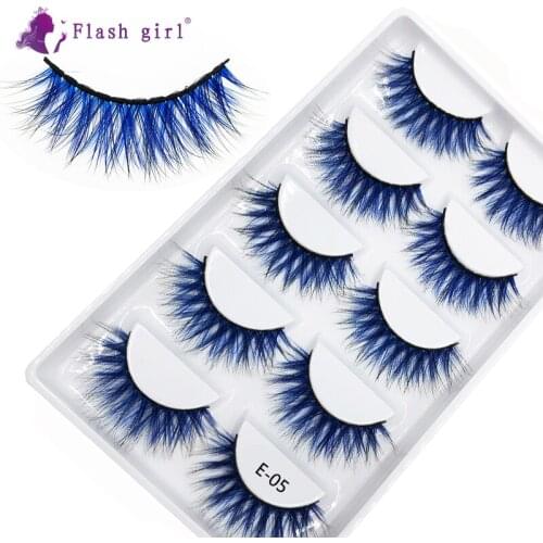 Most Popular 3D Mink Colorful Eyelashes Handmade Wispy Fluffy Eye Lashes Natural Eyelash Extension For Beauty Makeup E05