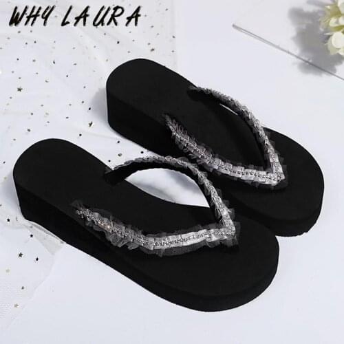 Flip-flops for women summer high quality beach sandals for women non-slip casual mid-heel flat slippers for women loafer slipper