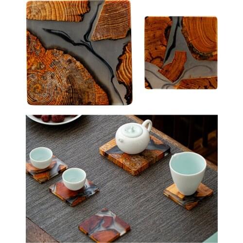 Modern Style Creative Resin Wood Coaster Heat-Resistant Tea Coffee Cup Drink Mat