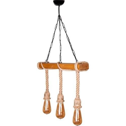 Antique House Triple Otanik Rustic Wood Halatl SarkıtGeometrik hand work lights/pendant wood ceiling hanging lamp/wood necklace modern