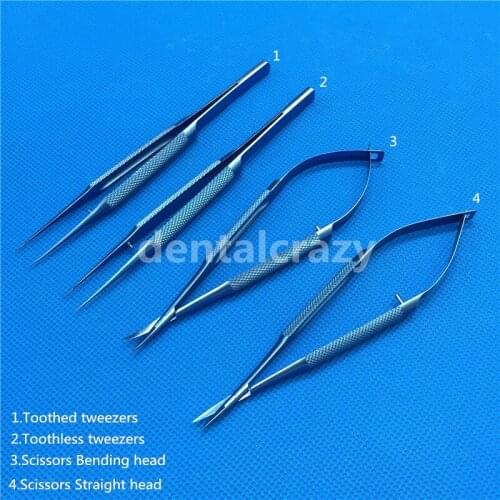Dental Instruments Ophthalmic Surgical Instruments Titanium 18cm Scissors+18cm Needle Holders +18cm Tweezers Surgical tools