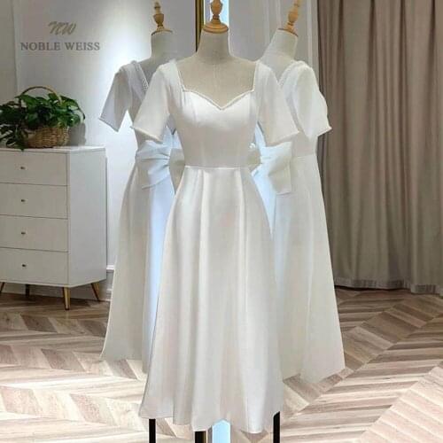 Stain Wedding Dress A-line Wedding Dresses for Women with Bow Wedding Gowns