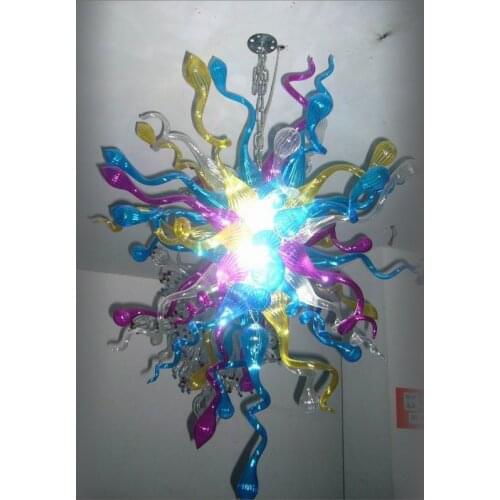Wedding Centerpieces Multi Colored Blown Glass Chandelier Top Design Colored Mouth Blown Glass With 110v-240v LED Bulbs