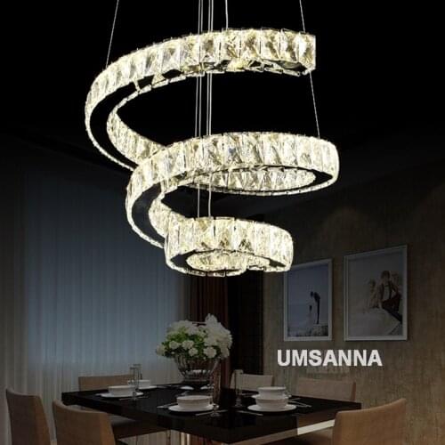 LED Dimmable K9 Crystal Chandelier Modern Chandeliers Lights Fixture Luxury Spiral 3 Colors Changing Hanging Lamps Home Lighting