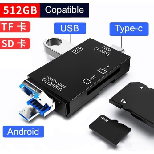 6-In-1 Card Reader Micro USB 2.0 Type C to SD Micro SD TF Adapter Smart Memory SD OTG Card Reader for Laptop Dropshipping