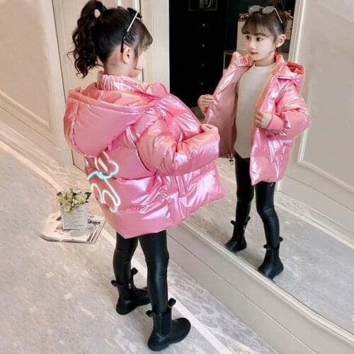 Girls Warm Winter Coat Thickened Cartoon Print Fashion Long Kids Hooded Jacket Coat for Girl Outerwear Girls Clothes 3T-12 Years