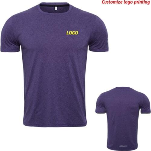 Customize LOGO 2021 Summer Bodybuilding T Shirt Men Tops Tees Gym Fitness Running Shirts Quick Dry Sportswear Training Clothing