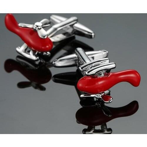 High quality red helicopter Cufflinks brand new fashion jewelry aircraft Cufflinks mens Wedding Shirt and clothing badge pin