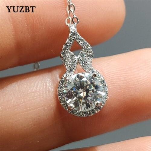 YUZBT Women 925 Silver 1 ct Excellent Cut Gemstone Diamond Test Past D Color Moissanite Gourd Pendant Necklace Wedding Jewelry