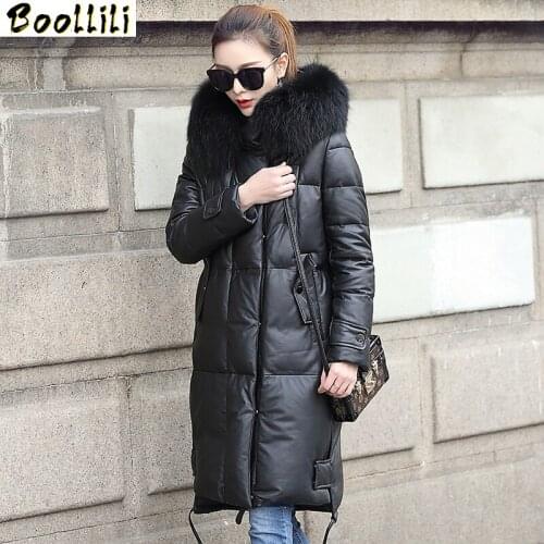 Boollili Real Leather Jacket Women Clothes 2020 Genuine Sheepskin Coat Duck Down Coat Raccoon Fur Collar Winter Coat Women