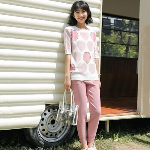 Woman Sweater Suits Knit Casual Tracksuits O-neck Pullovers+ Elastic Pants Two Piece Sets Female Outfits