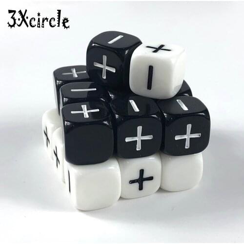 High Quality Opaque Dice 16mm Fate Dices Black with White Ink for Board Game 10PCS
