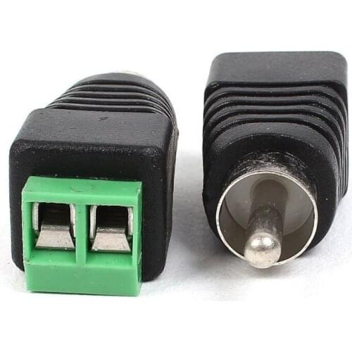 100pcs CCTV camera ADAPTER RCA Male Plug TO AV Terminal Connector Video Balun adapter