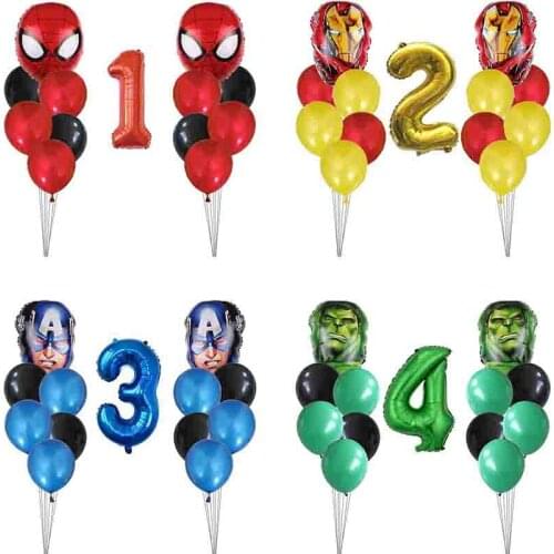 13pcs MARVEL Super Hero Balloon Spiderman Aluminum Foil Balloons Kids Birthday Party Decoration Baby Shower Iron Man Balloons