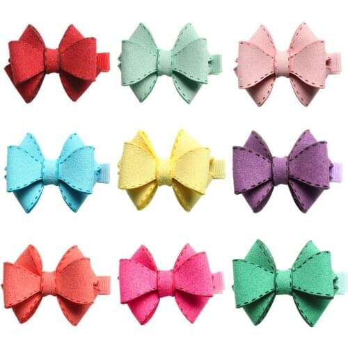 2PCS/LOT Hair Accessories Girls PU Leather Synthetic Bows Hair Clips Girl Clip For Hair Bestseller Kids заколки Clips заколка дл