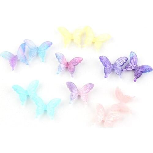 20Pcs/lot 2.1*1.6cm shiny buterfly Resin Kids Hair Jewelry DIY Decorative Accessories Resin Fill Crafts Material Applique