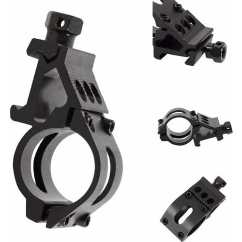 45 Degree Offset Ring Flashlight Holder Mount Fit For 20mm Picatinny/Weaver Rail For 25.4mm Tube with QD Quick Release Base
