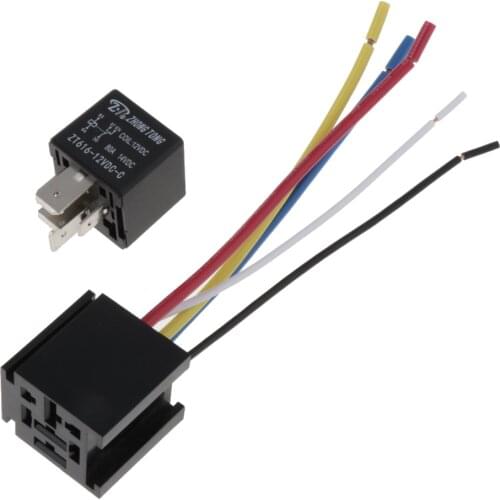 80A 5-Pin Relay Socket Harness Connector For Car Truck + Harness Sockets