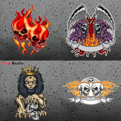 Three Ratels FC203 cool angry lion playing with skull Car Auto Sticker Decal Emblem Vinyl Universal For BMW Ford Toyota VW