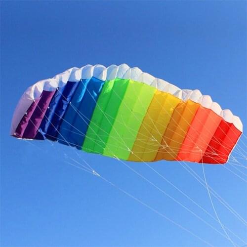 Free shipping dual line large Parafoil kites rainbow fly Sports Beach stunt kite bar nylon outdoor toys kitesurf ikite factory
