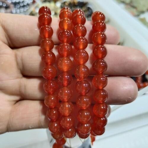 8mm Red Carnelian Coral Natural Stone Beads Elastic Beaded Bracelet Bangle Men Women Bracelets Jewelry Gifts