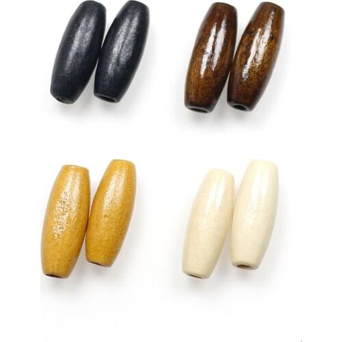 20/50pcs Natural Olive Shape Loose Wood Beads Coffee/Black Handmade Wooden Puzzle Prayer Long Spacer Beads DIY Jewelry Making