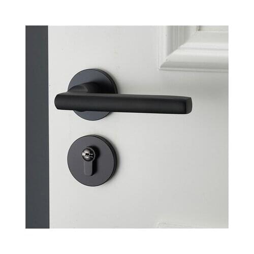 Black space aluminum door handle Interior / Bedroom door lock Split Silent door lock ,Door hardware