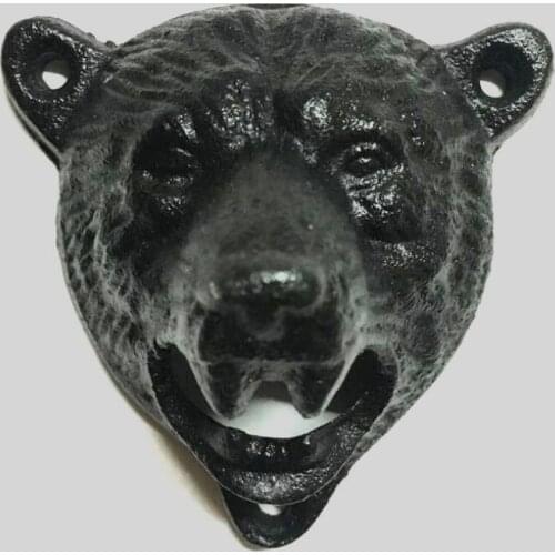 Black Durable Cute Bear Shaped Cast Iron Beer Opener Wall Mounted Beer Opener For Home Bar LX1893