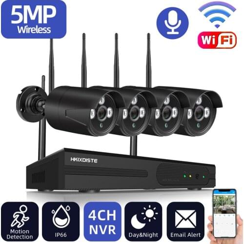 Home 4CH 5MP CCTV Wireless System NVR Kit Outdoor Waterproof Wifi IP Security Camera Set Video Surveillance Kit Motion Detection