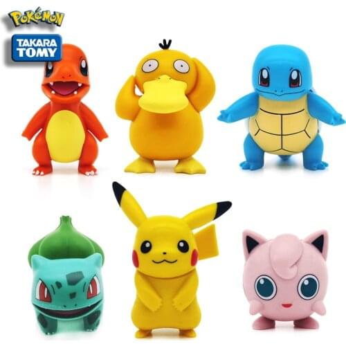 6Pcs/Set Pokemon Pikachu Anime Figures Charmander Psyduck Squirtle Jigglypuff Bulbasaur High Quality Toy Model Kids Best Gifts