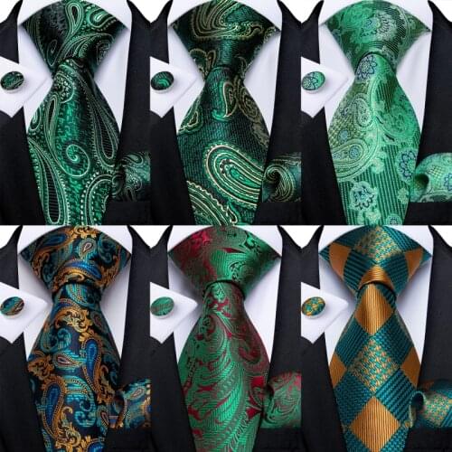 Fashion Green Paisley Silk Necktie 8cm Width Business Wedding Party Tie Accessories Cravat Gifts For Men Dropshipping DiBanGu