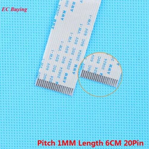 5Pcs FFC 60mm 20 Pin Flexible Flat Cable 20Pin Ribbon Cable Forward Direction 1mm Pitch 6cm Length Same Side 20Pins For TTL