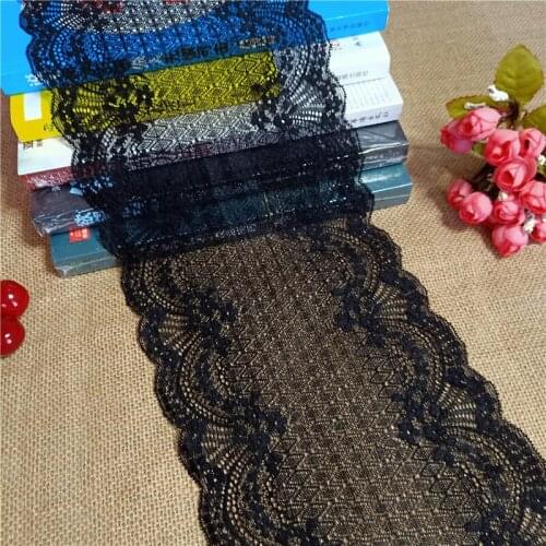I-1 E1242 Width 17cm High Quality Black Elastic Colorful Lace Ribbon Trims Lace Trim For DIY Crafts Material Gift Packing Lace