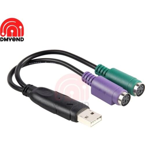 PS/2 PS2 Dual Female to USB Male Cable Adapter Converter For Keyboard Mouse Connector