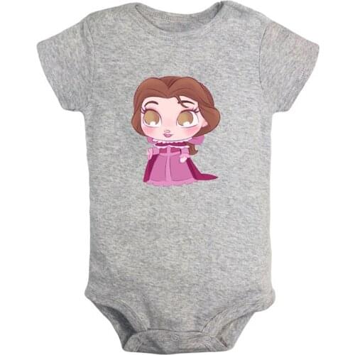 Cute Princess Belle Cartoon Crow and scarecrow Penguin Newborn Baby Boys Girls Outfits Jumpsuit Print Infant Bodysuit Clothes