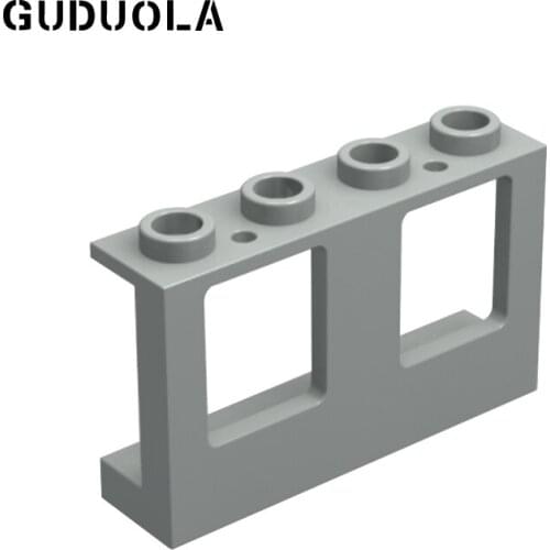 Guduola Building Block Wall with Window 1x4x2 with Hollow Studs (61345) Frames Windows Walls MOC Build Educational Toy 15pcs/LOT