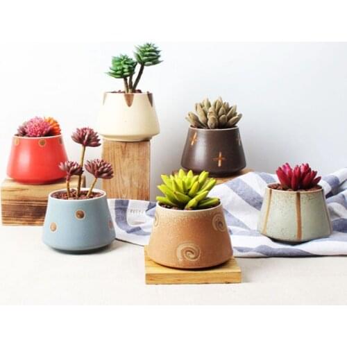 Creative Kiln Change Flower Glaze Succulent Plant Pot Ceramic Crafts Flowerpot Planter Vase Bonsai Pots Home Garden Decor