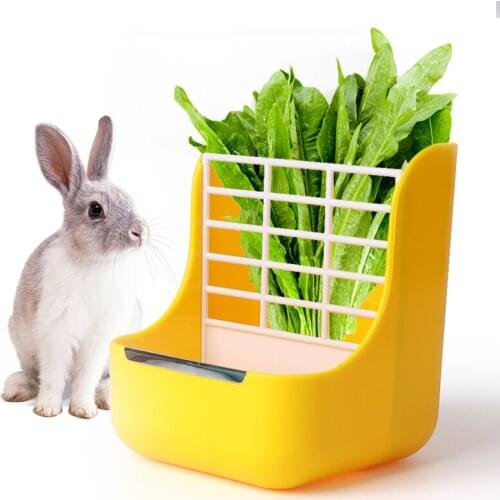 Rabbit Guinea Pig Chinchilla Hay Feeder 2 in 1 Pet Feeding Rack Feeding Bowl For Hamster Rabbit Small Animal Feeder Supplies