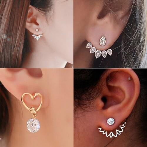 Hot Imitation Pearl Heart Crystal Flower Leaf Fish Geometry Stud Earrings For Women Statement Ear Jewelry Wholesale
