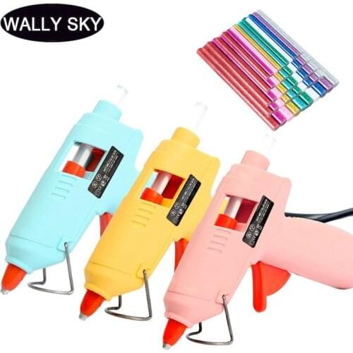 20W Mini Hot Glue Gun with 7*100mm Color Glue Sticks Thermo Glue Gun Heat Temperature Tool for Children Birthday Gift Craft DIY