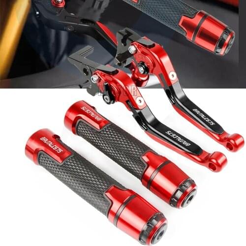 Motorcycle CNC Extendable Adjustable Brake Clutch Levers and Handlebar Grips For MV Agusta Brutale 675 Brutale675 2014 2015 2016