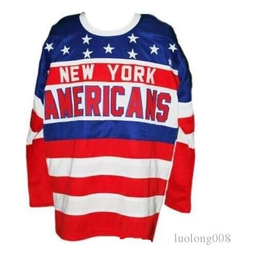 Custom men 2021 New York Americans Hockey Jersey Embroidery Stitched Customize any number and name Jerseys