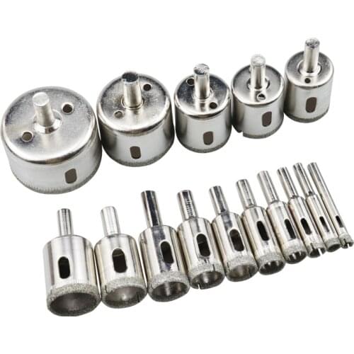 15pcs Diamond Coated Drill Bit Set Tile Marble Glass Ceramic Hole Saw Drilling Bits For Power Tools 6mm-50mm woodworking tools