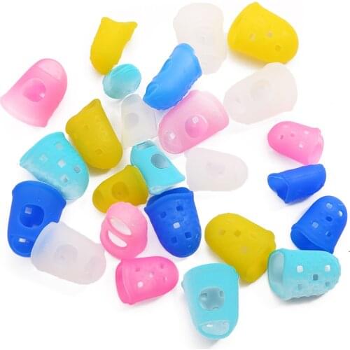 5Pcs Mix Color Multifunctional Silicone Thimbles Hollowed Out Breathable Protective Finger Sleeve DIY Crafts Sewing Accessories