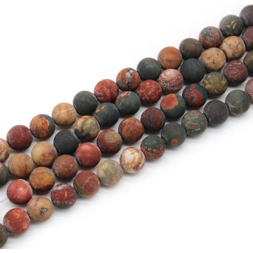 Nature Matte Red Picasso Jaspers Loose Stone Beads for Jewelry Making DIY Bracelet Necklace Pick Size 15'' Strand 4/6/8/10/12mm